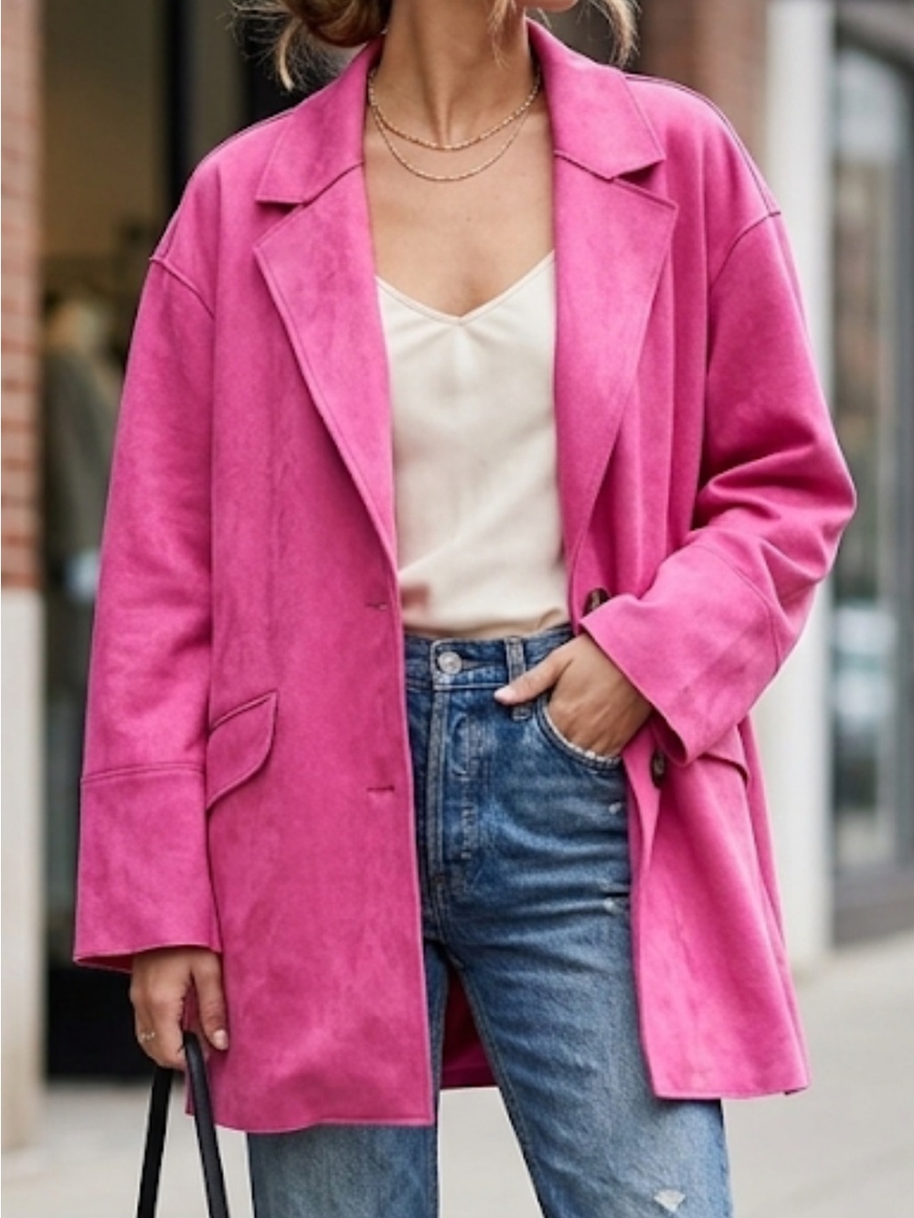 Fate Pink Suede-Look Blazer Jacket NWT